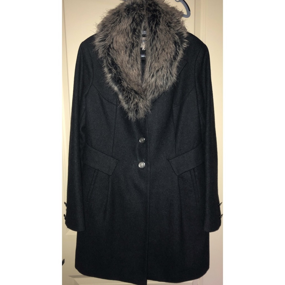 Laundry women’s wool blend jacket with fur collor